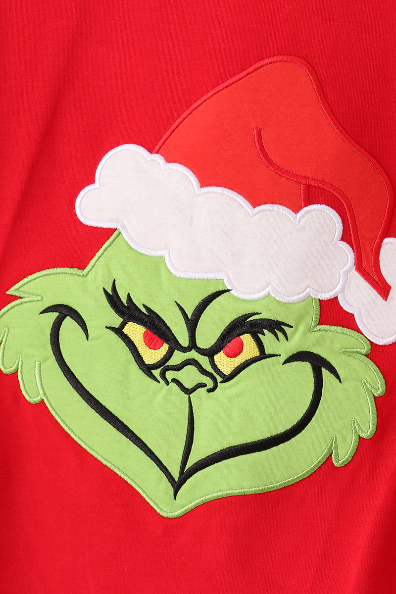 Red christmas grinch applique adults set