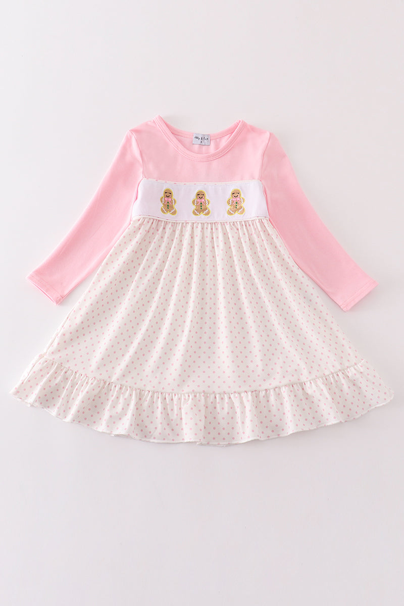 Pink gingerbread embroidery dress