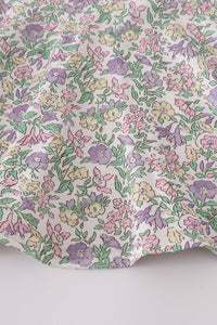 Purple floral print pants set