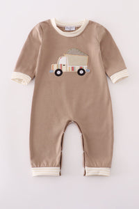 Khaki vehicle applique romper