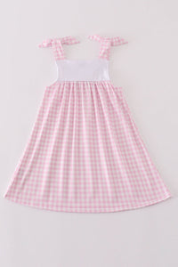 Pink bunny french knot girl dress