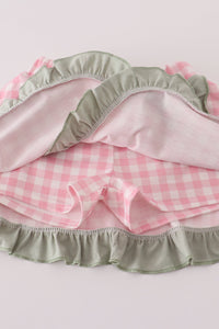 Sage pumpkin turkey applique skorts set