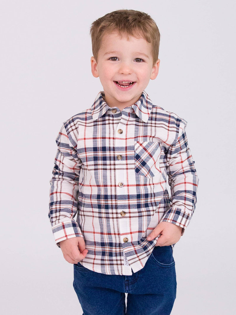 Boys Homegrown Harvest Plaid Long Sleeve Button Down Shirt