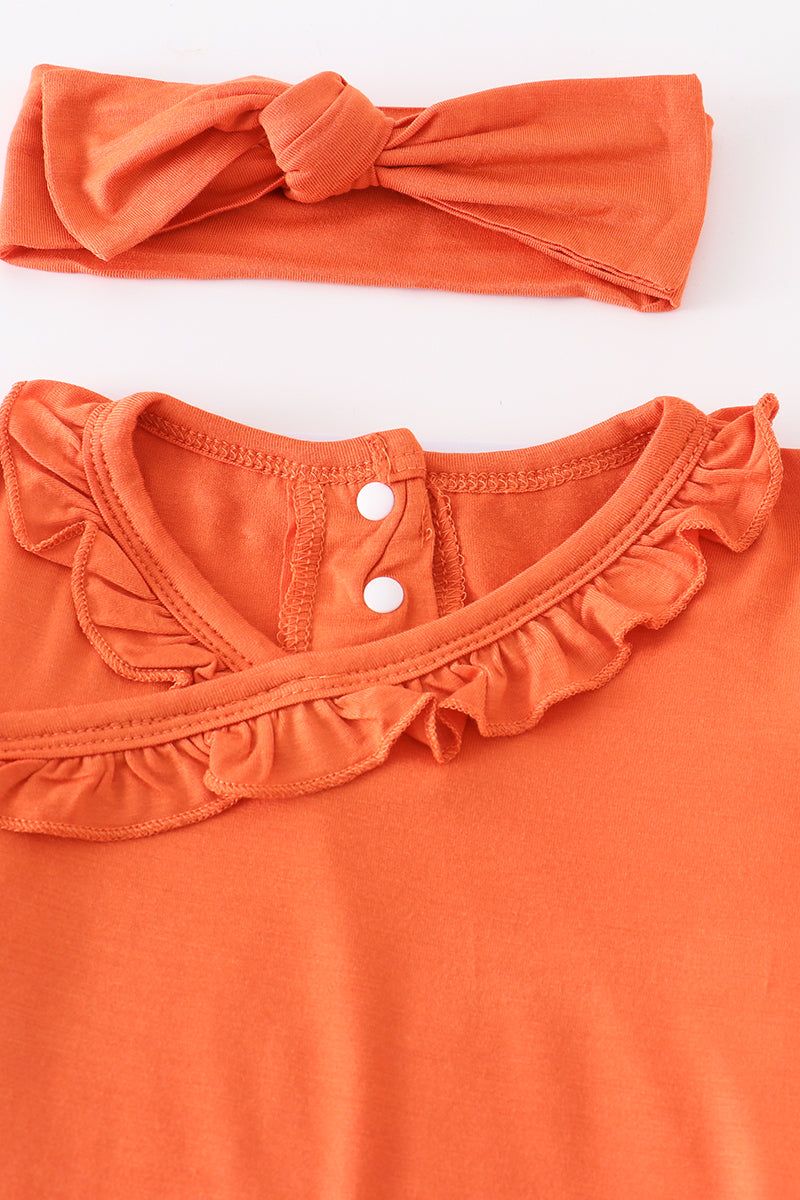 Orange bamboo ruffle 2pc baby gown