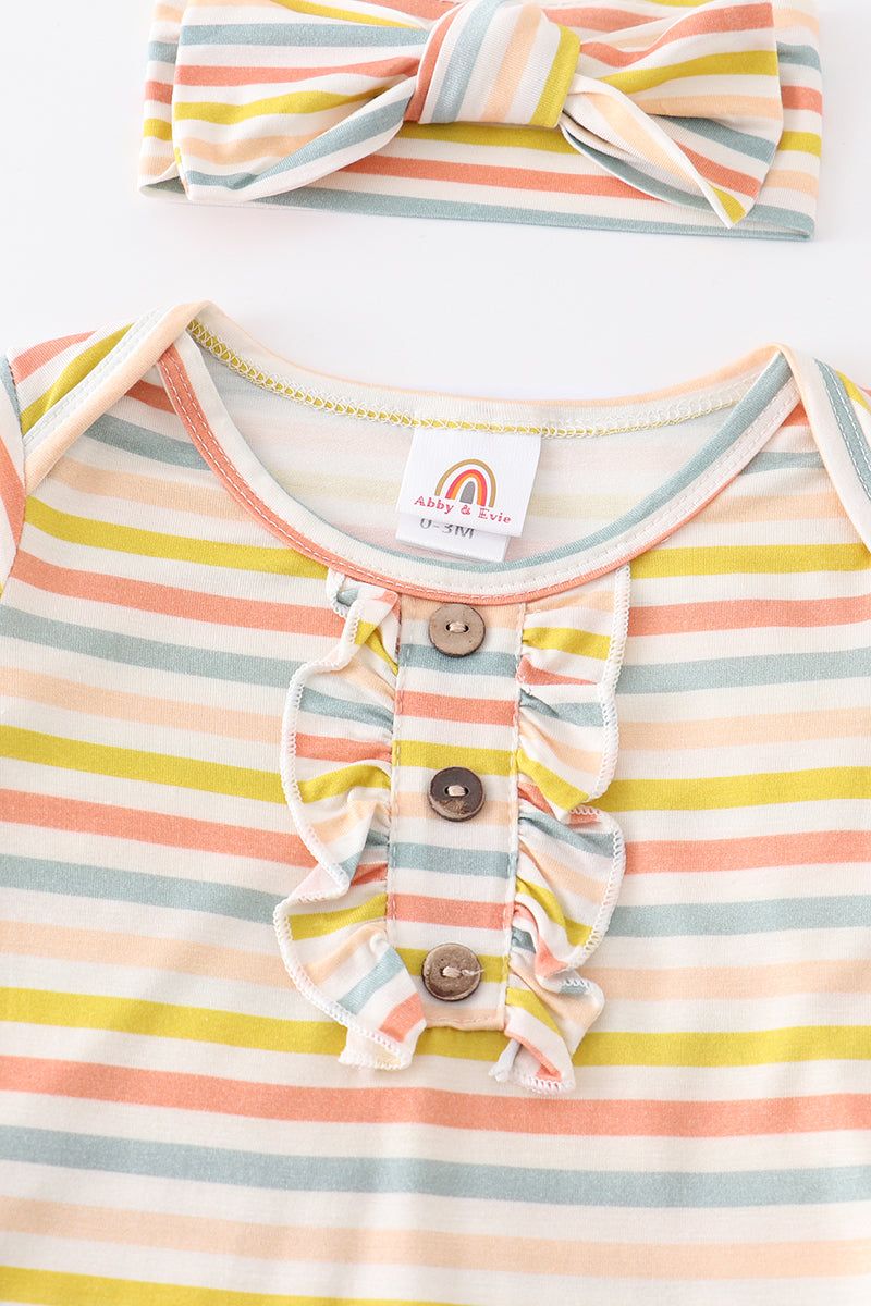 Multicolored stripe baby gown set