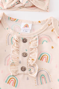 Rainbow print hairband baby gown