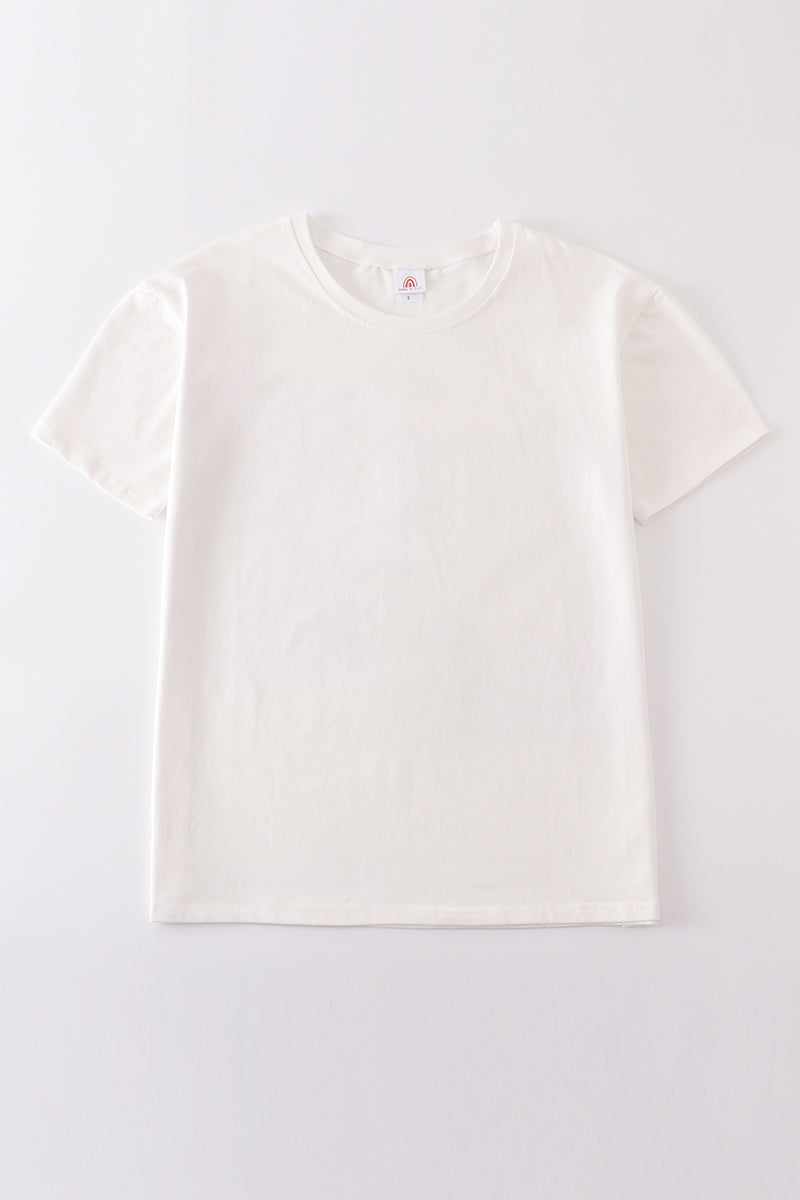 Cream blank basic t-shirt Adult Kids and baby bubble