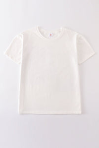 Cream blank basic t-shirt Adult Kids and baby bubble