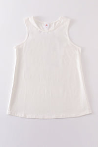 White blank basic kids teens adult tank top