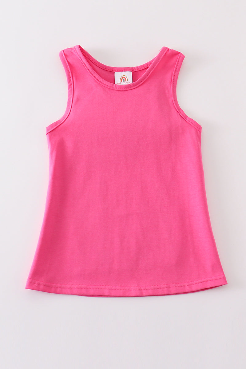 Hot pink blank basic kids teens adult tank top