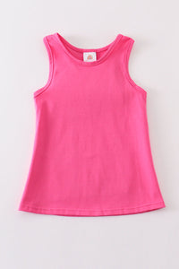 Hot pink blank basic kids teens adult tank top