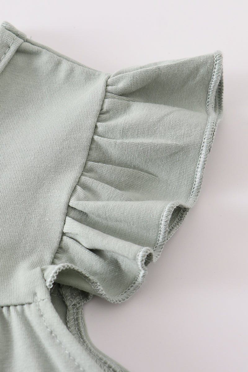 Sage basic ruffle top