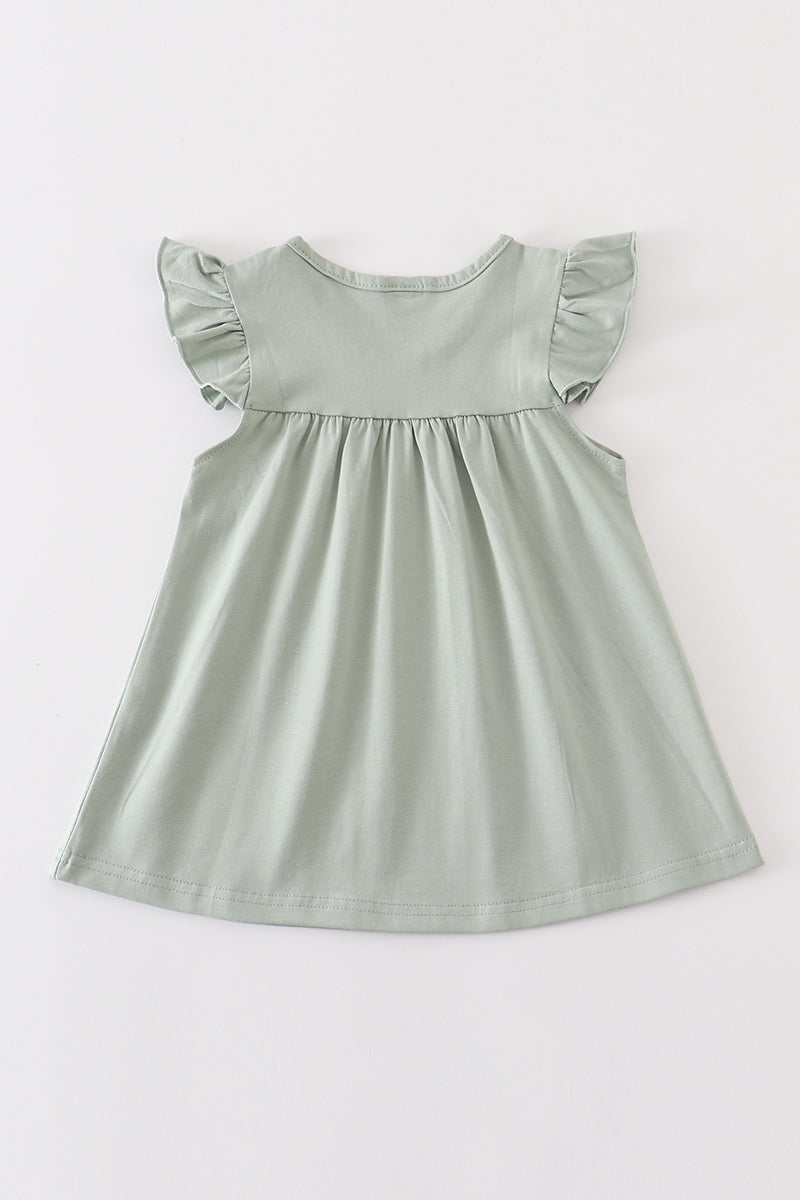 Sage basic ruffle top