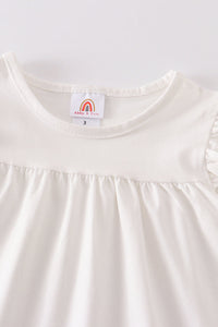 Cream basic ruffle top