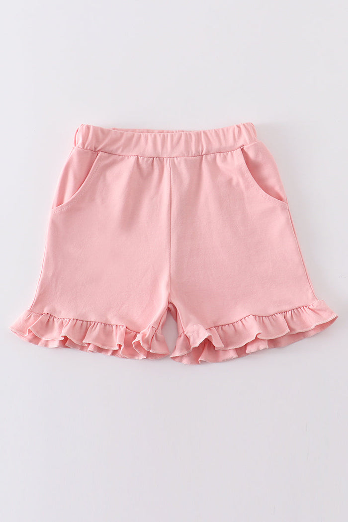 Pink basic ruffle shorts