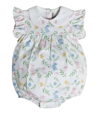 Baby Girl's Bubble romper Easter floral with Bunnies