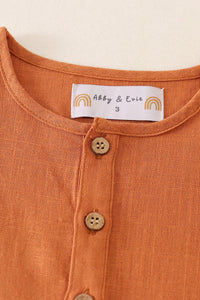 Brown button linen top