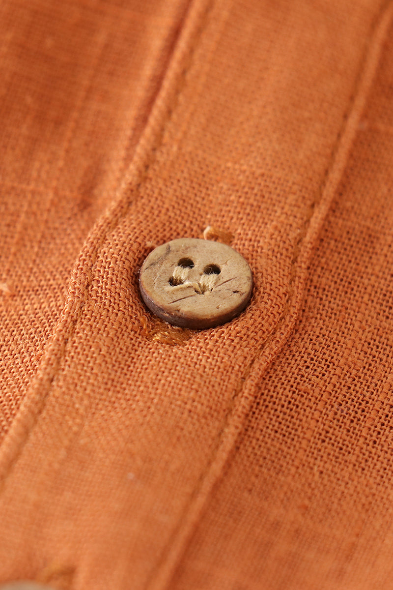 Brown button linen top