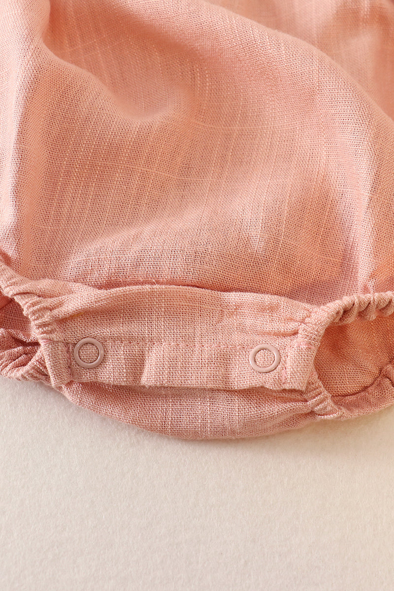 Peach linen girl ruffle bubble