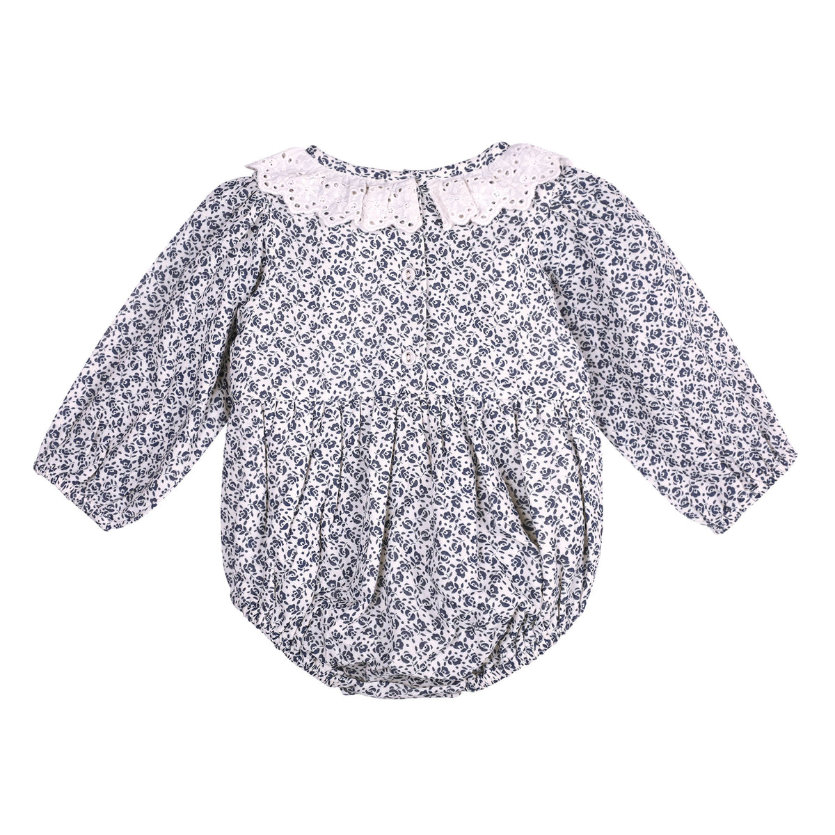 Floral Print & Lace Baby Girl Romper (Organic)