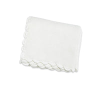 Scallop Edge Classic Knit Baby Blanket + Bunny Rattle SET