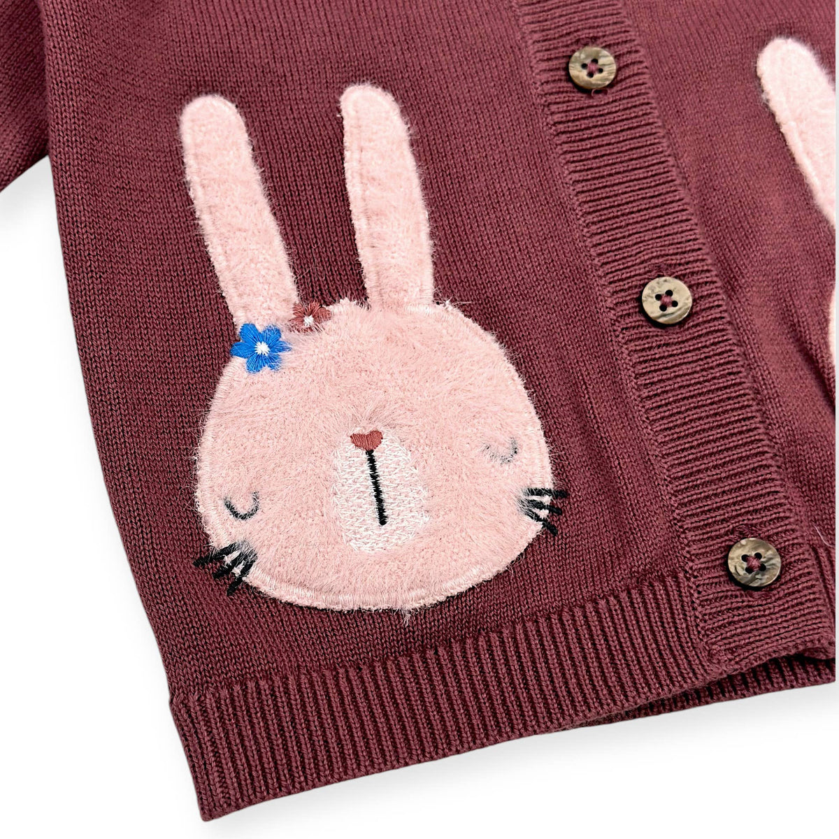 Bunny Applique Baby Cardigan Sweater (Organic Cotton)