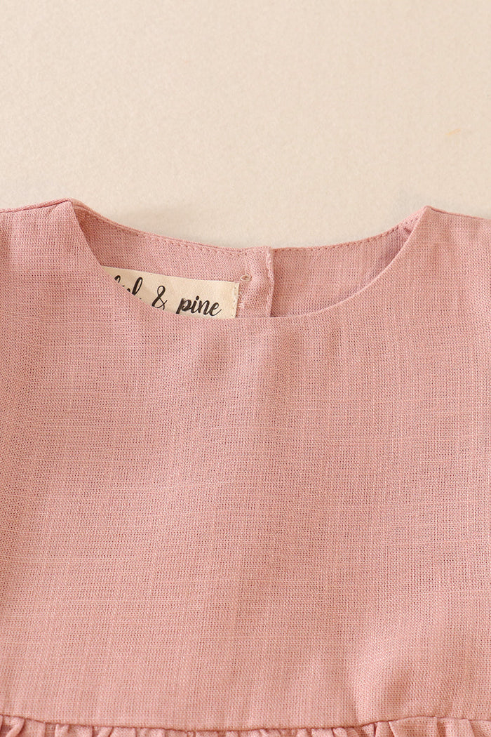 Pink linen ruffle dress