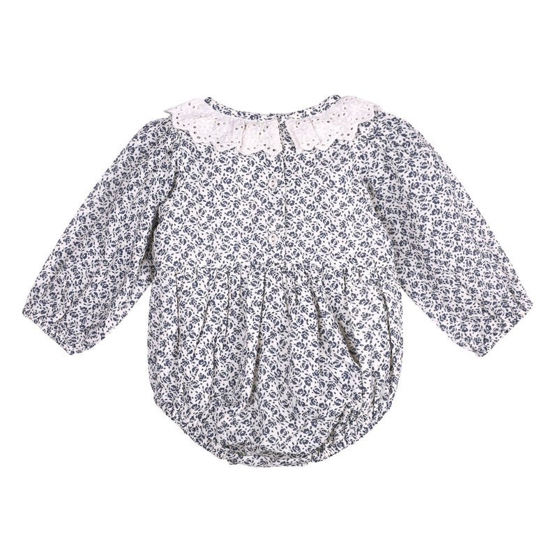 Floral Print & Lace Baby Girl Romper (Organic)