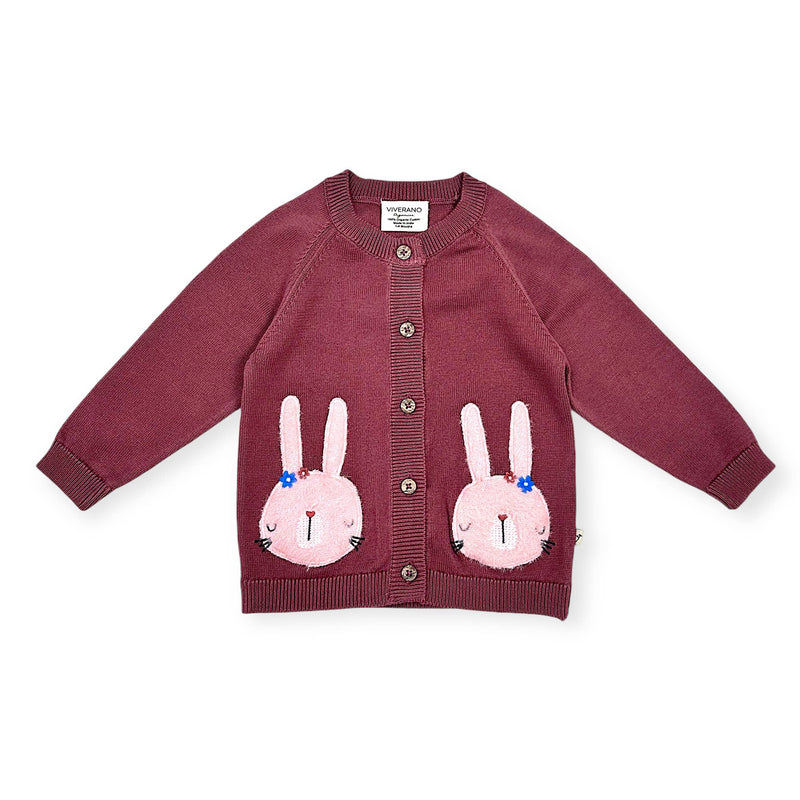 Bunny Applique Baby Cardigan Sweater (Organic Cotton)