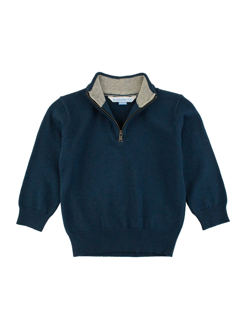 Boys Dark Navy Quarter-Zip Sweater