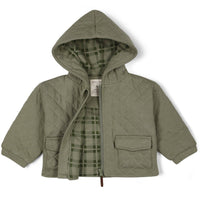 Organic Quilted Hooded Jacket - Olive