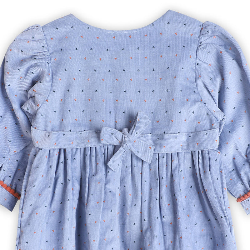 Embroidered Corduroy Tie Baby Dress & Bloomer (Organic)