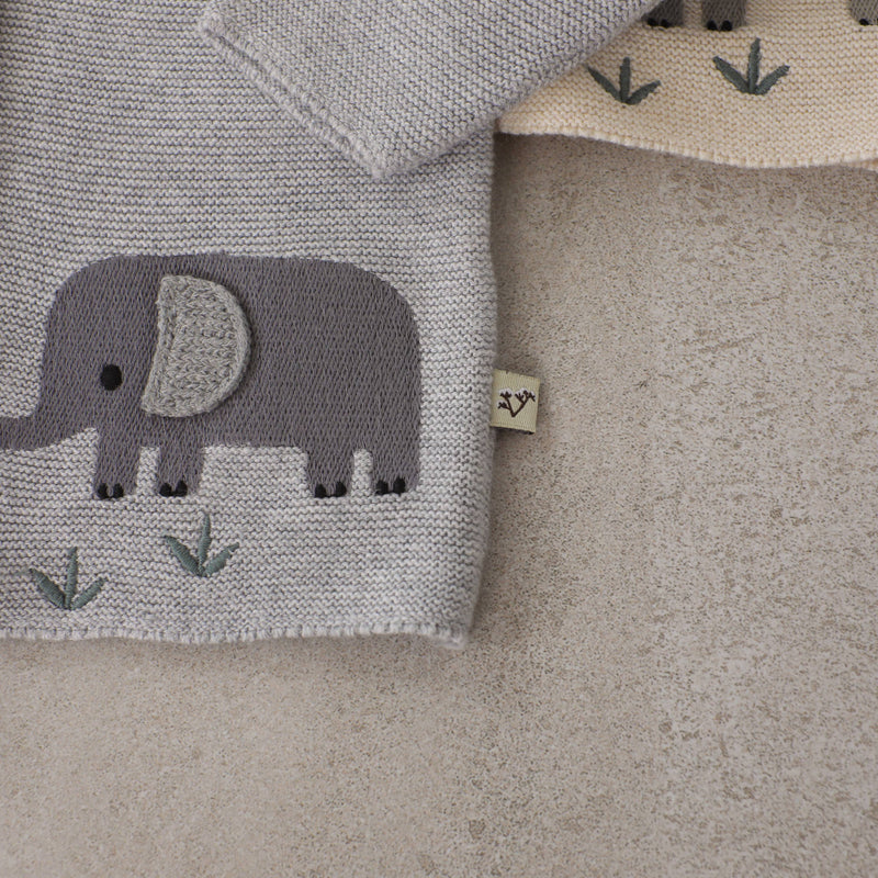 Animal Safari Embroidered Baby Cardigan Sweater (Organic)