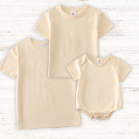 Beige blank basic t-shirt Adult Kids and baby bubble