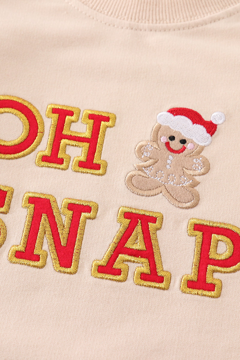 Premium beige gingerbread applique oh snap boy set