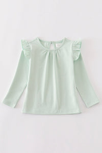 Platinum Green ruffle girl top