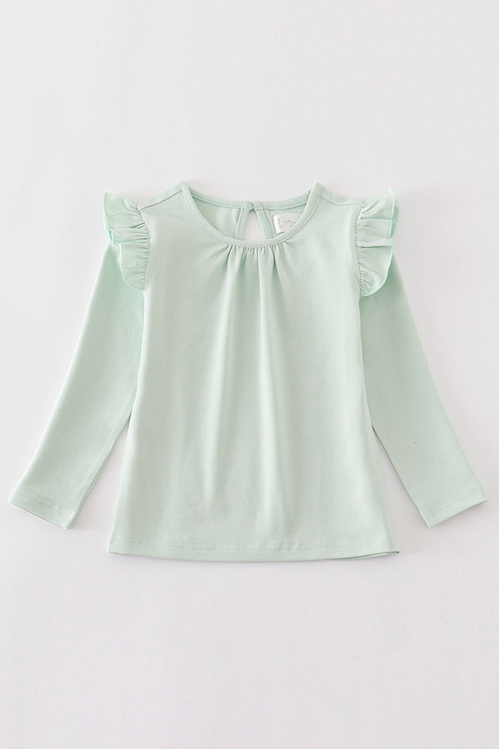 Platinum Green ruffle girl top