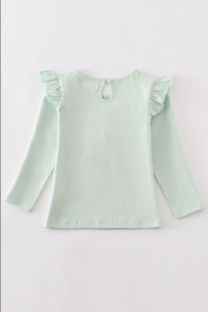 Platinum Green ruffle girl top