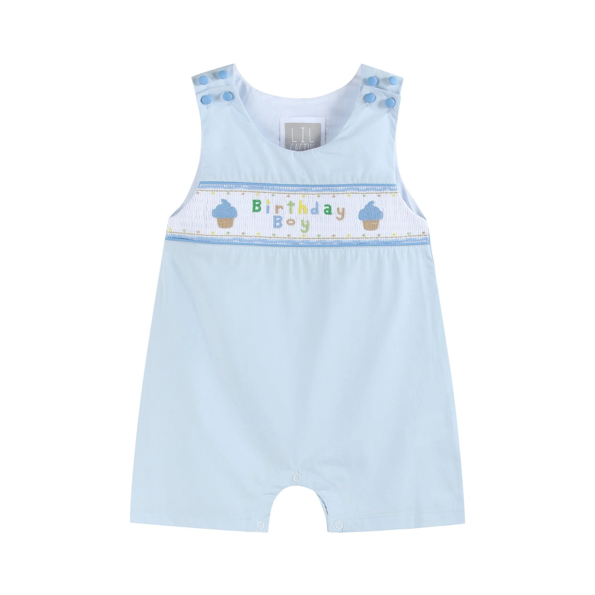 Blue Birthday Boy Smocked Shortalls