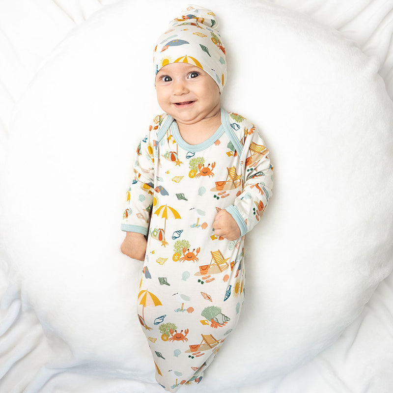 Beach Day Bamboo Gown and Hat Newborn Baby