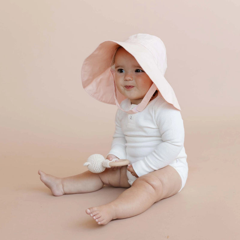 Wide-Brim Sun Hat, Baby Pink