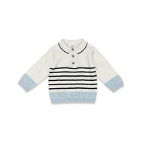 Stripe Sweater Knit Baby Pullover & Pants 2pc Set (Organic)