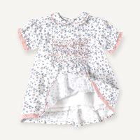 Charlotte Floral Hand-Smocked Baby Dress + Bloomer (Organic)