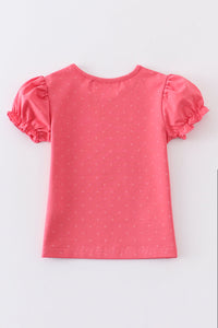 Platinum pink dot puff sleeve girl top