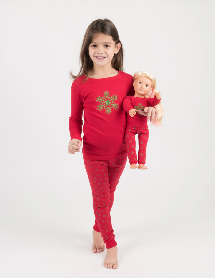 Kids Girl and Doll Cotton Pajamas