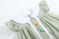 Green Gingham Pumpkin Peter Pan Collar Dress