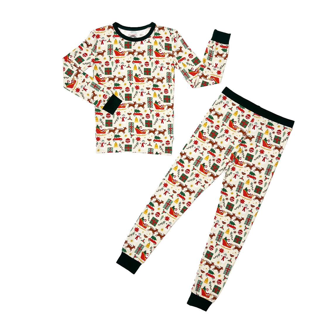 Vintage Christmas Bamboo Kids Pajamas Toddler Set