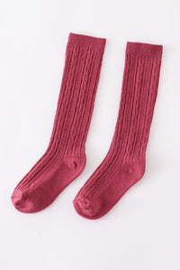 Rose knit knee high sock