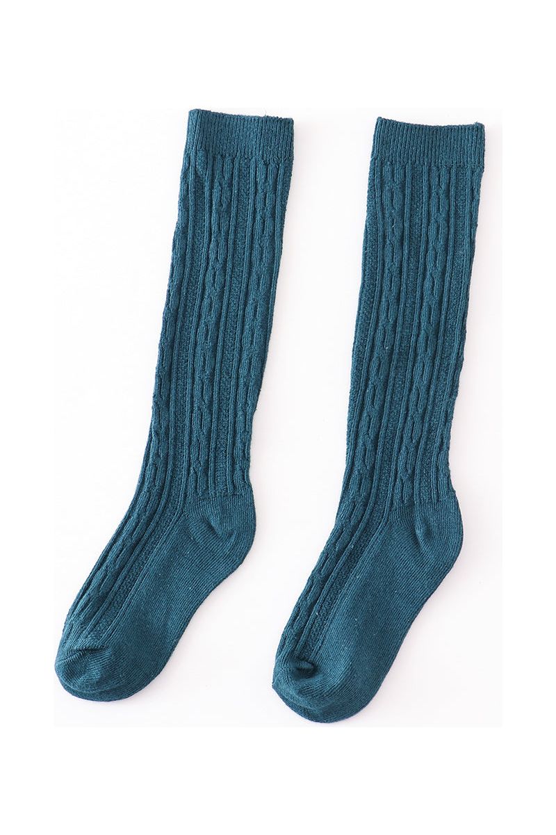 Teal knit knee high sock