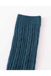 Teal knit knee high sock